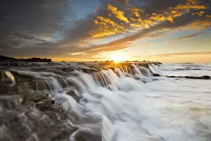 Kathryn Diehm Prints: Seascape waterfall with sun star