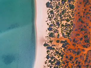 Shark Bay coastline shot from a drone point of view, Australia