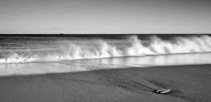 Shoreline ocean break black and white
