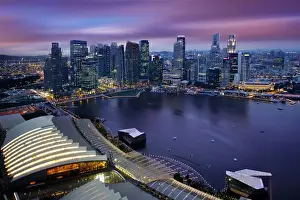 Aerial View Prints: Skyline of Singapore Central Business District and Raffles Place, Singapore