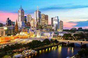 Skyscrapers of Melbourne Central Business District with Prince Bridge