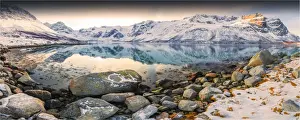 Arctic Prints: A snowy scene at Grotfjord in the winter, arctic circle of Norway