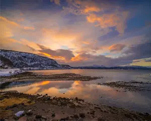Arctic Prints: A snowy scene at Grotfjord in the winter, arctic circle of Norway