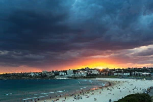 Bondi Beach Collection: Spectacular, fiery sunset at Bondi Beach