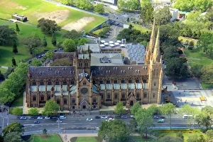<b class=qtipBold><figcaption>St. Mary's Cathedral</figcaption></b><br>Aerial view of Sydney St. Mary's Cathedral.<br><em>© Castro Photography</em> St. Mary's Cathedral