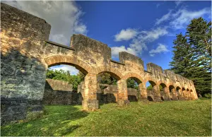 Colonialism Prints: The Stables, a historic ruin originally built by convict labour during colonial times on Norfolk Island