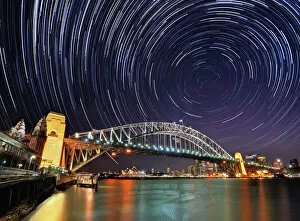 Images Dated 11th April 2014: Star-trail over Sydney Harbour Bridge