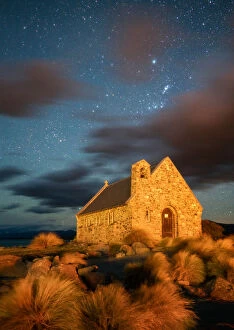 Images Dated 3rd October 2018: Starry night at Church of the Good Shepherd, Lake Tekapo, New Zealand