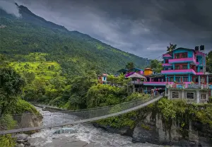 Himalayas Prints: The steep and mountainous tropical countryside around Beni, Nepal