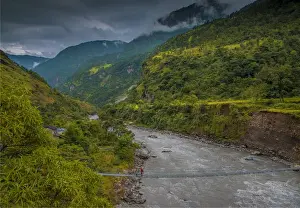Himalayas Prints: The steep and mountainous tropical countryside around Beni, Nepal