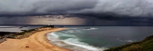 Awe Inspiring Australian Panoramas Collection: storm of nobbys beach newcastle nsw