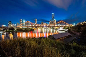 Story Bridge, Kangaroo Point, Brisbane Collection: Story Bridge and Brisbane city during twilight