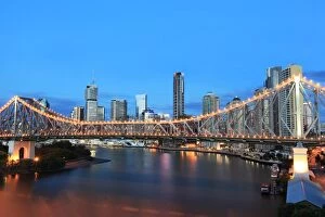 Story Bridge, Kangaroo Point, Brisbane Collection: Story Bridge against Brisbane Skyline, Australia