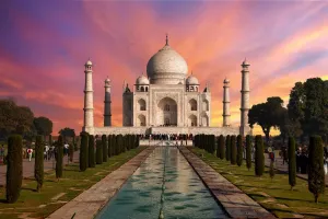 Indian Prints: Sunrise at Taj Mahal, Agra, Uttar Pradash, India