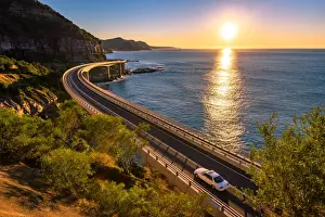 Land Vehicle Prints: Sunrise over Wollongong Sea Cliff Bridge, New South Wales