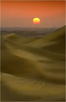 Empty Prints: Sunset in the Desert of the United Arab Emirates