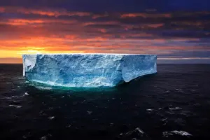 Glacier Prints: Sunset with Gigantic Tabular Iceberg, Antarctica