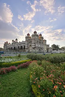 Building Prints: Sunset at the Mysore Palace (Ambavilas Palace), Mysore, Karnataka, Southern India