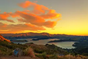 Naphak Modhiran Prints: Sunset at Port hills observation point Christchurch