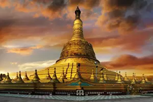 Business Finance And Industry Prints: Sunset At Shwemawdaw Paya, Bago, Myanmar (Burma)