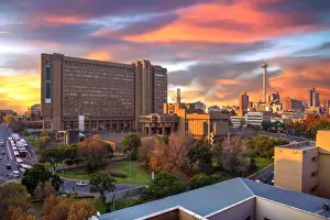 Business Prints: Sunset View of City Council Building and Hillbrow Tower (JG Strijdom Tower)