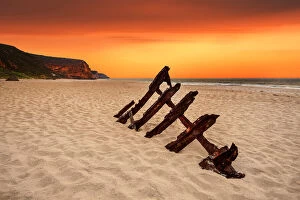 Ship Wrecks Around Australia Collection: Sunset View of Ethel Shipwreck, Innes National Park, Yorke Peninsula, South Australia