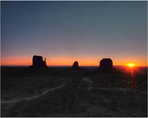 Horizon Over Land Prints: Sunstar on the horizon, Monument valley, Arizona, USA