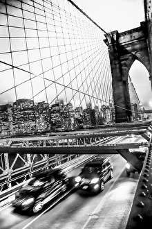 Az Jackson Prints: Two SUVs speed along the Brooklyn Bridge