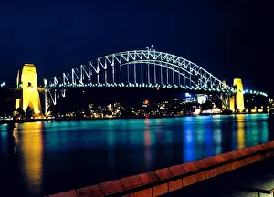 International Prints: Sydney Harbor bridge at night