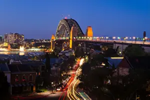 Business Prints: Sydney Harbour Bridge and Sydney skyline viewed from Observatory Hill