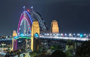 Sydney Harbour Bridge Collection: Sydney Harbour bridge during Vivid Sydney