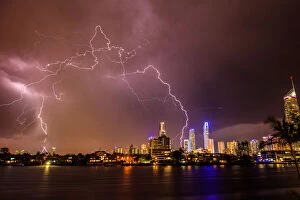Lightning Strikes Collection: Thunder Storm and Lightening with City Skyline