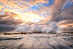 Wave and sunset