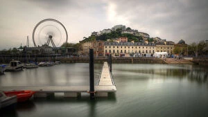 Images Dated 2nd May 2014: Torquay harbour pier and old town with city wheel