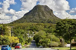 Prints of The town of Panoma in the Noosa Hinterland in Queensland, population just under 3, 000, is dominated by Mount Cooroora (439m) at the northern end of the Sunshine Coast, about 135km north of Brisbane Queensland (QLD) Prints: The town of Panoma with Mount Cooroora