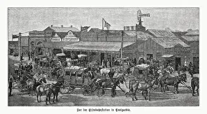 Train station of Coolgardie, Western Australia, wood engraving, published 1899