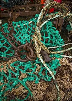 Images Dated 12th July 2015: Trawler fishing chains and ropes, Shetland Island, Scotland
