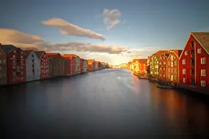 Trondheim old town waterfront colourful buildings