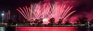 Vibrant multi coloured fireworks display over the Swan river, Perth - Western Australia Vibrant multi coloured fireworks display over the Swan river, Perth - Western Australia