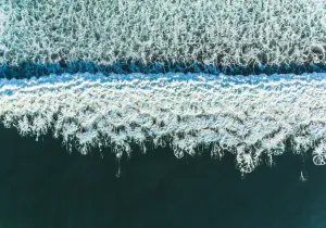 Ocean Wave Aerial Prints: Top View Of Big Wave In Sea, Taranaki, New Zealand