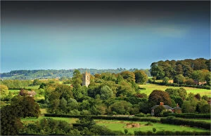 Images Dated 18th September 2011: View across the countryside and a small village in Somerset, England, United kingdom