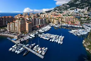 Wharf Prints: View of Fontvieille and the New Harbour, Monte Carlo, Monaco, Europe