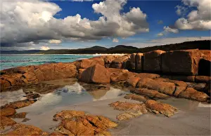 A view of the Friendly beaches, on the East coastline of Tasmania near Freycinet Peninsular