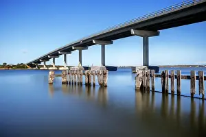 View of the Hindmarsh Island Bridge from the Goolwa Wharf, Goolwa, South Australia