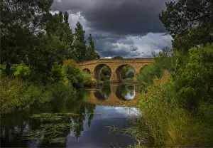 A view to the historic convict built bridge at Richmond in southern Tasmania, Australia