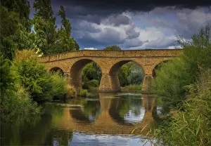 A view to the historic convict built bridge at Richmond in southern Tasmania, Australia