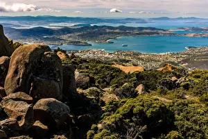Town Prints: View of Hobart from the top of mt Wellington, Tasmania