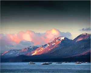 Lake Tahoe Prints: View to Lake Tahoe, California and Nevada state border area, USA