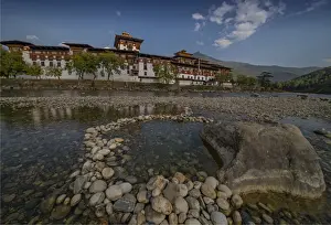 Punakha Valley Prints: A view of the Panukha Dzong, in East central Bhutan