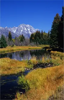 Flowing Water Prints: View from Schwarbachers Landing, Grand Teton National Park, Wyoming, USA